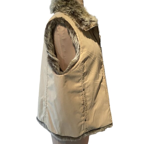 Weatherproof Garment Co. Faux Fur Reversible Zip-Up Vest Tan, Size XL EUC - Picture 6 of 10